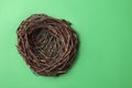 Empty bird nest isolated on green box background. Royalty Free Stock Photo