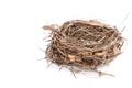 Empty bird nest isolated on white Royalty Free Stock Photo