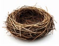 Empty Bird Nest Made of Twigs on White Background in Studio Shot For Decoration Royalty Free Stock Photo