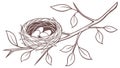 Empty Bird\'s Nest on Branch, Natural Habitat Element, vector design Generative AI Royalty Free Stock Photo