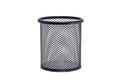 Empty black basket Pen holder isolated on white background without shadow. Close-up Royalty Free Stock Photo