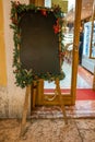 empty black board, menu board, at a restaurant Royalty Free Stock Photo
