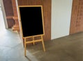 Empty black board at restaurant . Royalty Free Stock Photo