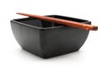 empty black bowl and chopstick isolated