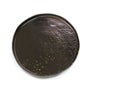 Empty black circle modern ceramic plate with rough texture, isolated on white background with clipping path, Top view