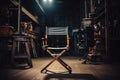 Empty black directors chair on filming set. Royalty Free Stock Photo