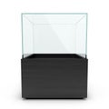 Empty Black glass showcase for exhibit