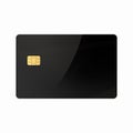 Empty Black Blank of Glossy Credit Card with EMV Chip Isolated on White Background.