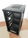 Empty black industrial rack cabinet