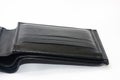 Empty black leather wallet on a white background Royalty Free Stock Photo