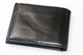 Empty black leather wallet on a white background Royalty Free Stock Photo