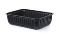 Empty black plastic disposable food container