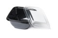 Empty black plastic disposable take out container Royalty Free Stock Photo