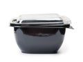 Empty black plastic disposable take out container Royalty Free Stock Photo