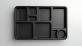 Empty Black Plastic Divided Food Tray on White Background Royalty Free Stock Photo