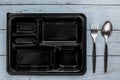 Empty black plastic food container Royalty Free Stock Photo