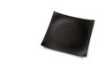 Empty black square ceramic plate with rough texture, isolated on white background with clipping path, Top view Royalty Free Stock Photo