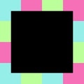 Empty black square on pastel color squares checkered block, template banner checker multi color rainbow, ad colorful block soft Royalty Free Stock Photo