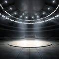 an empty black stadium with lights glowing generative AI