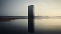 Empty Black Tower By The Clear Lake - A Captivating Image