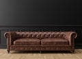 Empty black wall in modern living room. Mock up interior in classic style. Free space, copy space for your picture, text Royalty Free Stock Photo