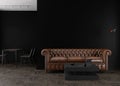 Empty black wall in modern living room. Mock up interior in contemporary style. Free space, copy space for your picture Royalty Free Stock Photo