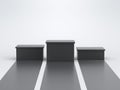 Empty black winners podium on white background. 3D rendering. Royalty Free Stock Photo