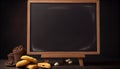 Empty blackboard on blurred bakery background, for text or graphics for food-related presentations, menus, or marketing