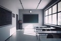 Empty blackboard in the classroom. AI generated. Concept of learning Royalty Free Stock Photo