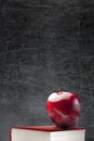 Empty Blackboard Red Apple Book Royalty Free Stock Photo