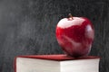 Empty Blackboard Red Apple Book Royalty Free Stock Photo