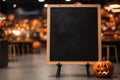 Empty blackboard sign mockup in front of a restaurant , Menu board . Generative Ai Royalty Free Stock Photo