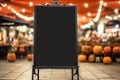 Empty blackboard sign mockup in front of a restaurant , Menu board . Generative Ai Royalty Free Stock Photo