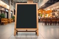 Empty blackboard sign mockup in front of a restaurant , Menu board . Generative Ai Royalty Free Stock Photo