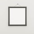 empty blank black picture frame hanging on a white wall 3d render illustration Royalty Free Stock Photo