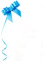 Empty blank with blue ribbon and place for text.