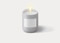 Empty blank candle with burning candlelight mock up isolated