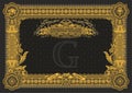 A classic horizontal form for creating diplomas, certificates and other securities with Masonic symbols. Golden elements on a blac