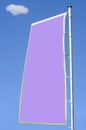 empty blank flag blank banner or beach flag on blue sky, free pink copy space