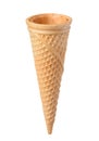 Empty blank ice cream waffle cone tilted isolated