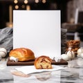 Empty blank paper on modern pastry background Royalty Free Stock Photo