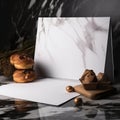 Empty blank paper on modern pastry background Royalty Free Stock Photo