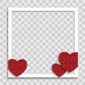 Empty Blank Photo Frame with Hearts Template for Media Post in Social Network for Valentine s Day. Vector Illustration EPS10