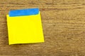 Sticky note blue tape reminder blank bulletin board message Royalty Free Stock Photo