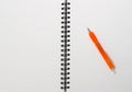 Empty blank ring, spiral notepad, one orange pen