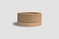 Empty blank round cardboard bamboo cream container Mock up isolated