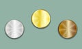 Empty Blank Set vector templates for awards medals, coin, price tags, sewing buttons, buttons, icons or medals with gold silvver