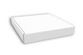 Empty blank white pizza box mockup isolated on white background. Royalty Free Stock Photo