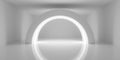 Empty blank white room background with round arc with inset light, modern interior template Royalty Free Stock Photo