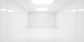 Empty blank white room background with tiled shiny walls and square ceiling lights, modern interior template Royalty Free Stock Photo